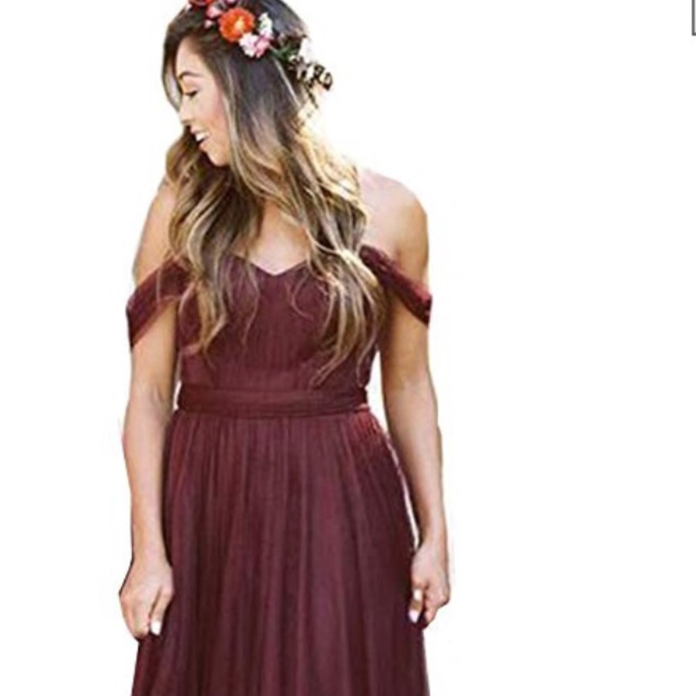 Beautiful deep burgundy off the shoulders 20W gown